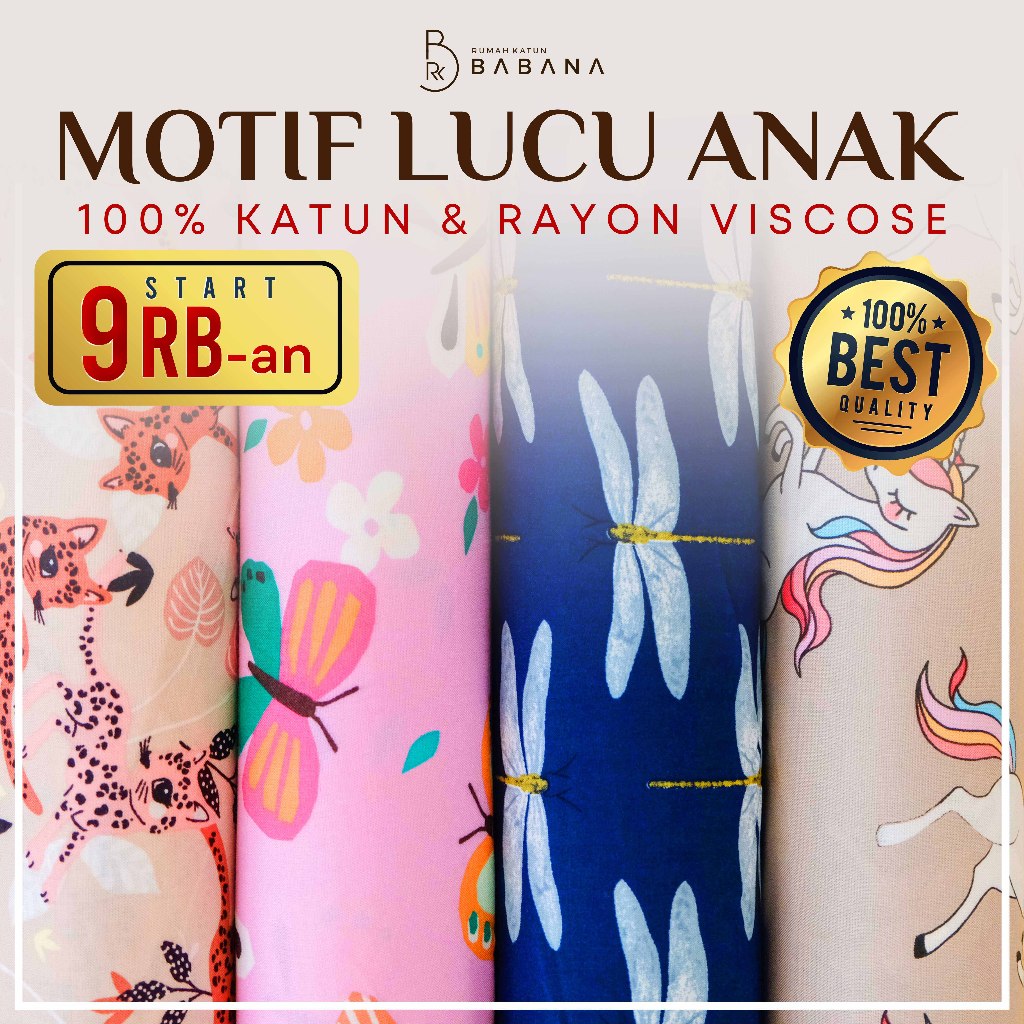 Babana Kain Katun Rayon Motif Anak