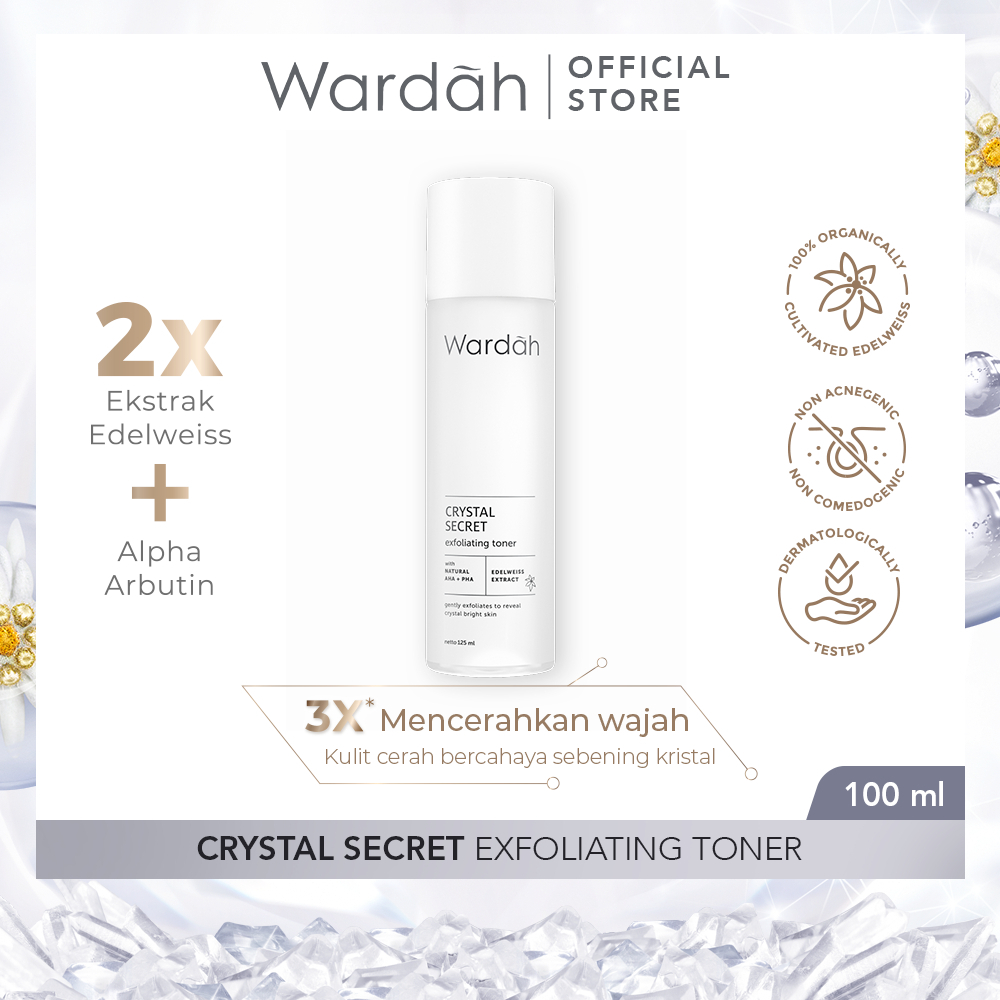 ~WARDAH~ Crystal Secret Exfoliating Toner with Natural AHA+PHA | Eksfoliasi Wajah | Toner Untuk Eksf