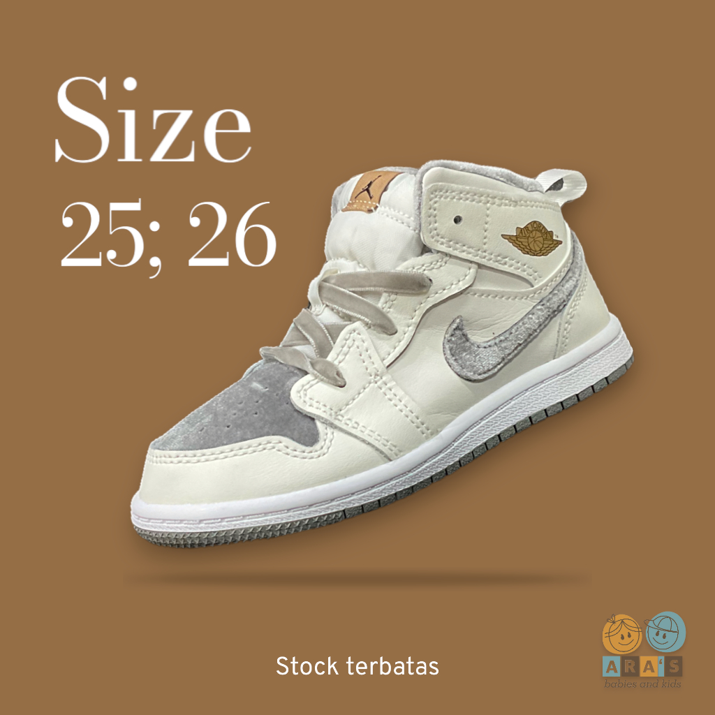 [ORIGINAL] NIKE Air Jordan 1 Mid Cream - Sepatu Anak