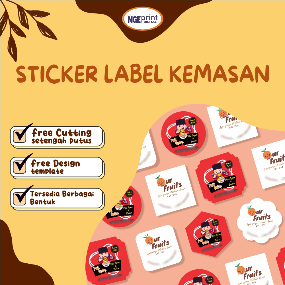 

Stiker Label Makanan Print & Cutting / Stiker label minuman / Stiker Kemasan Makanan / Stiker Chromo Custom / Stiker Logo Label Makanan