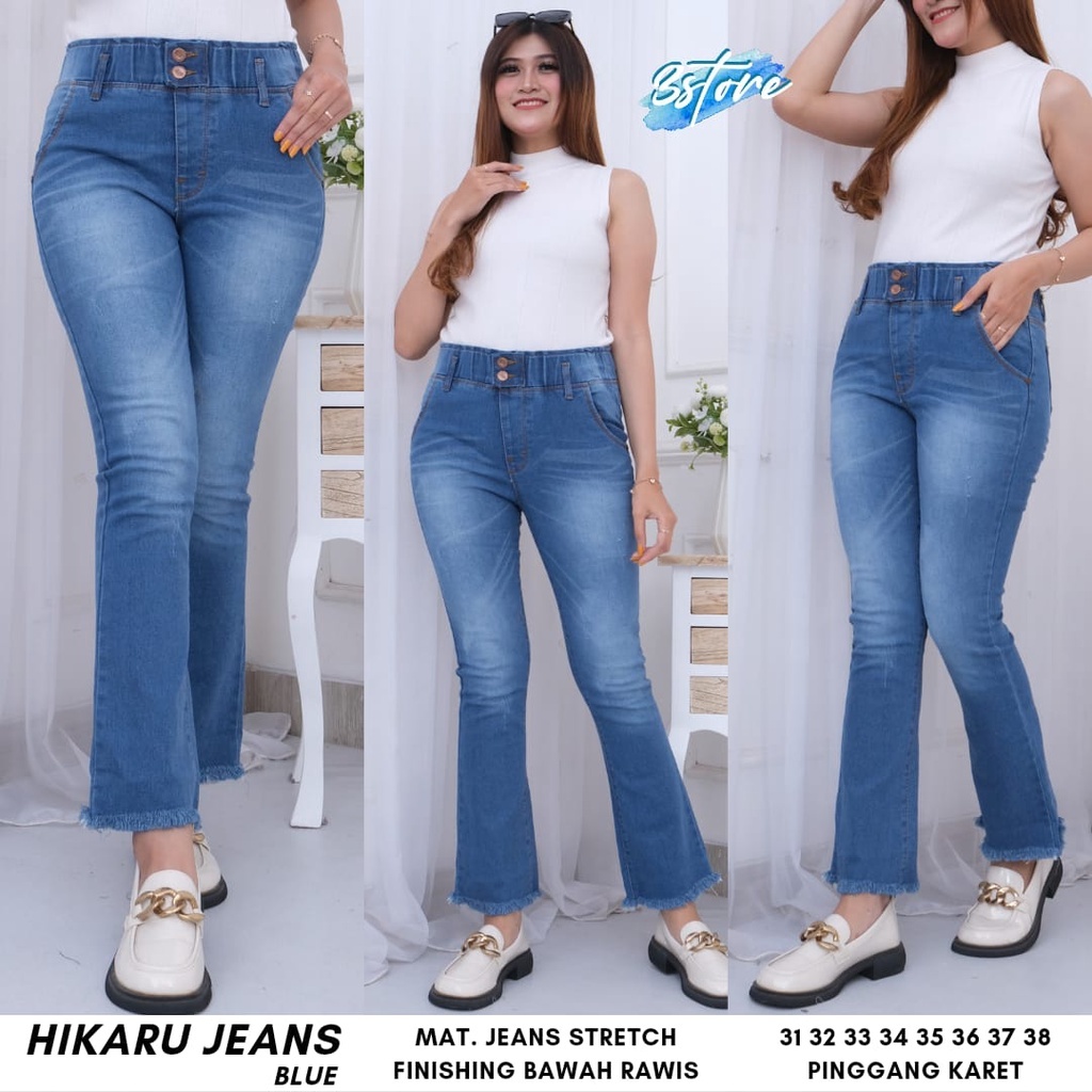 HIKARU PANTS/ CELANA CUTBRAY JEANS PINGGANG KARET