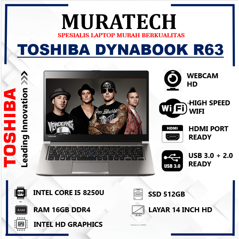 Laptop Kantor Toshiba Dynabook R63 Core i5 Ram 8GB SSD 512GB Portege Laptop Second Murah bergaransi