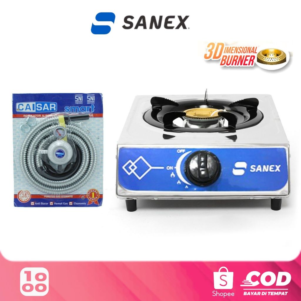 Kompor Gas 1 Tungku Sanex SK-821 FREE(+) SELANG REGULATOR Api Burner GRATIS ONGKIR BAYAR DI TEMPAT (