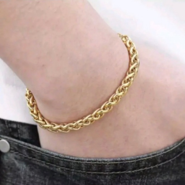 gelang titanium sisik naga gold pria dan wanita