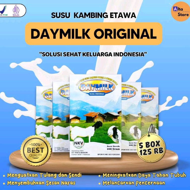 

Paket 5 Box Daymilk Susu Kambing Etawa Atasi Sesak Nafas Nyeri Tulang dan Sendi Menjaga Imun Tubuh 200 gram Halal BPOM Makassar