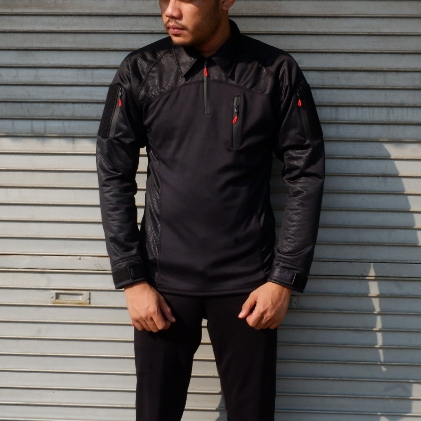 Baju Kaos BDU Tactical Scuba Kombinasi Embos Hitam Bahan Tebal Tni Lengan Panjang