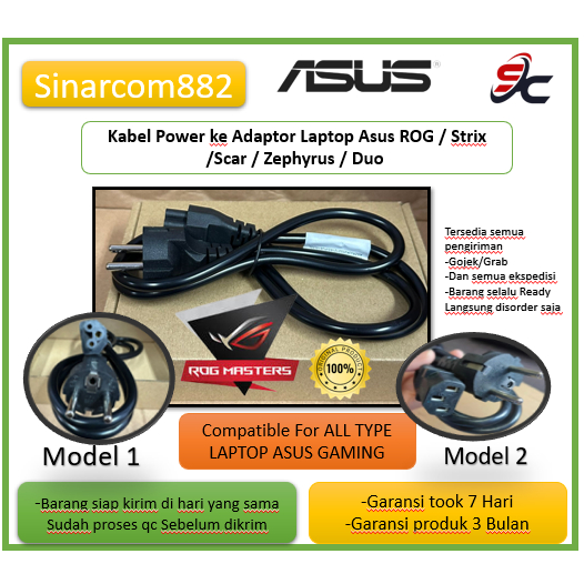 Kabel Power ke Adaptor Laptop Asus ROG / Strix /Scar / Zephyrus / Duo