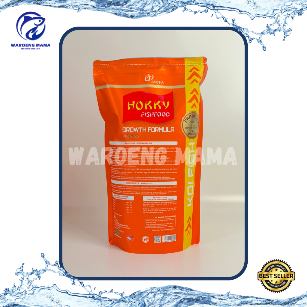 Hokky Growth Formula 1Kg Pelet Ikan Hias Koi Pakan Makanan Ikan Koi Ukuran S M L