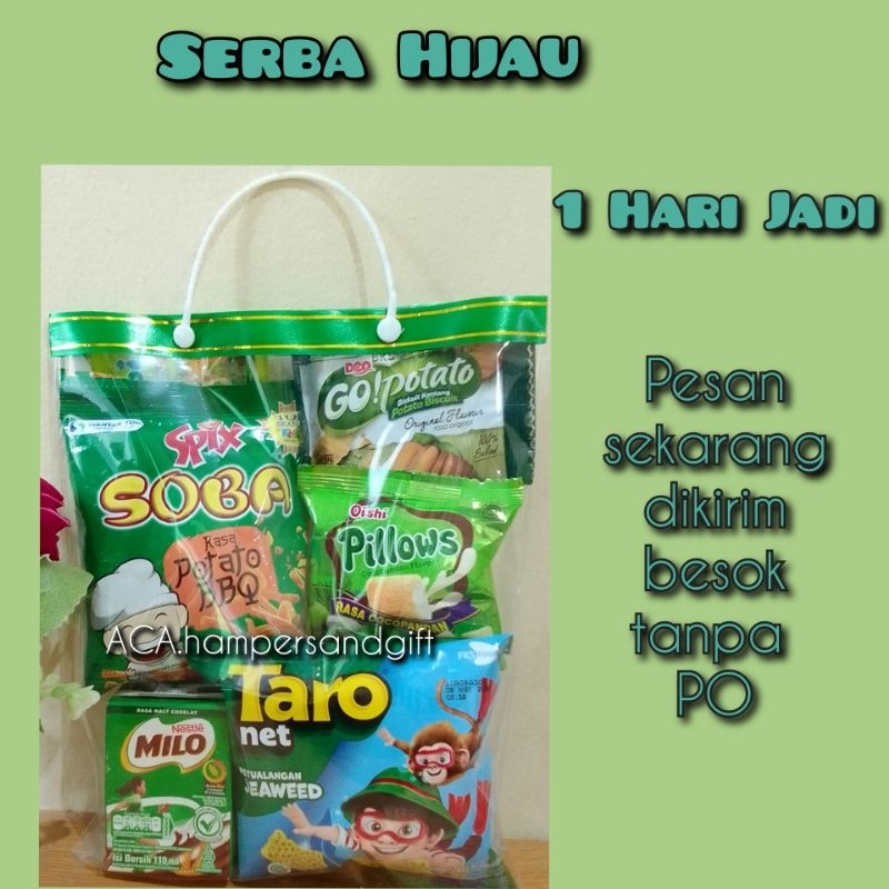 

paket Snack hijau / paket Snack ulang tahun hijau / paket makanan hijau