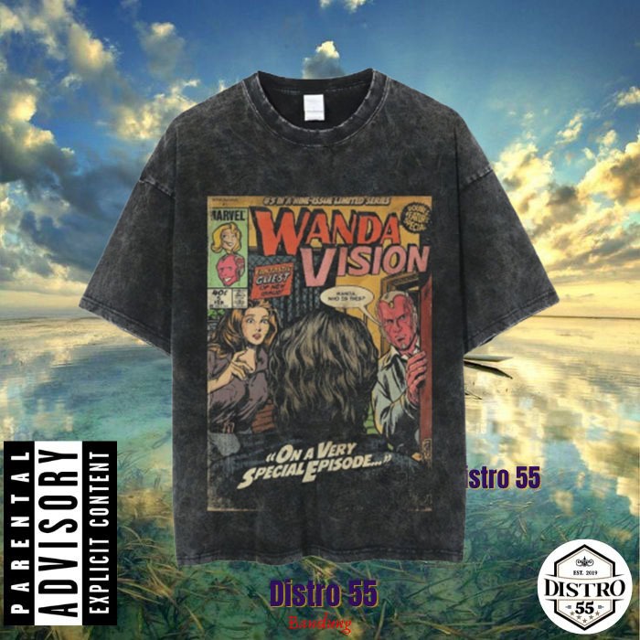 KAOS WANDA VISION COMICS BLACK WASHED VINTAGE TEE / ON VERY SPECIAL EPISODE / DISTRO 55 BANDUNG / WA