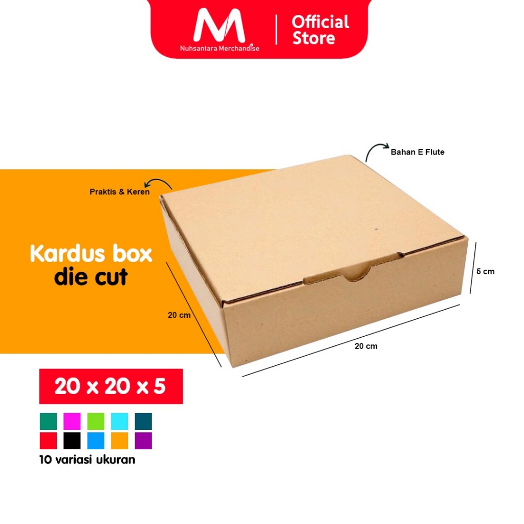 

Kardus Die Cut 20x20x5 | Karton Corrugated | Box Kotak Packing Souvenir | Dus Kotak Kado Hampers Polos