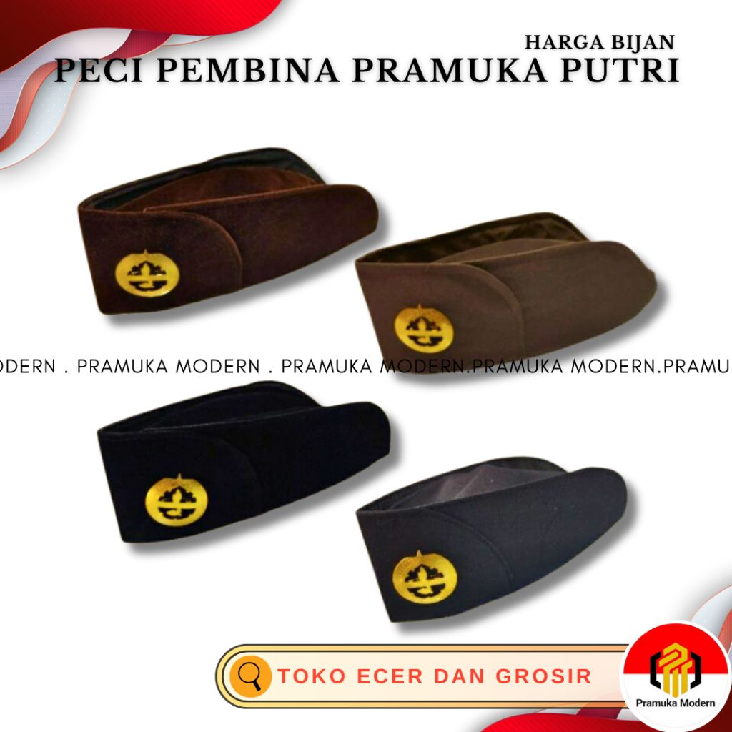 Peci pembina pramuka putri + pin pembina pramuka