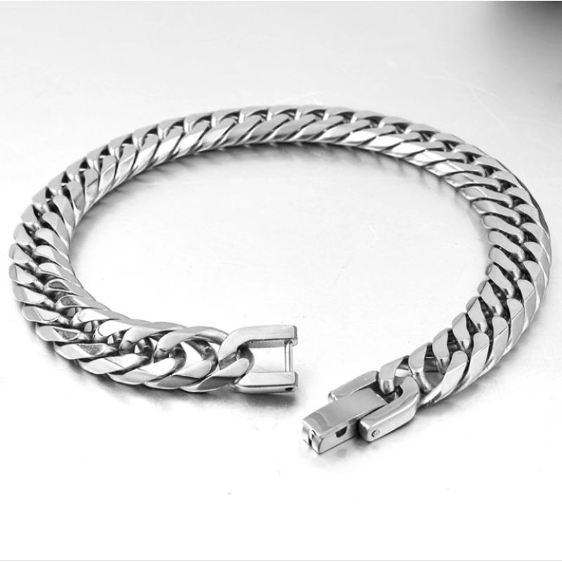 GELANG TANGAN RANTAI BAJA PRIA 5 MM STAINLESS STEL ANTIKARAT MODEL TERBAU