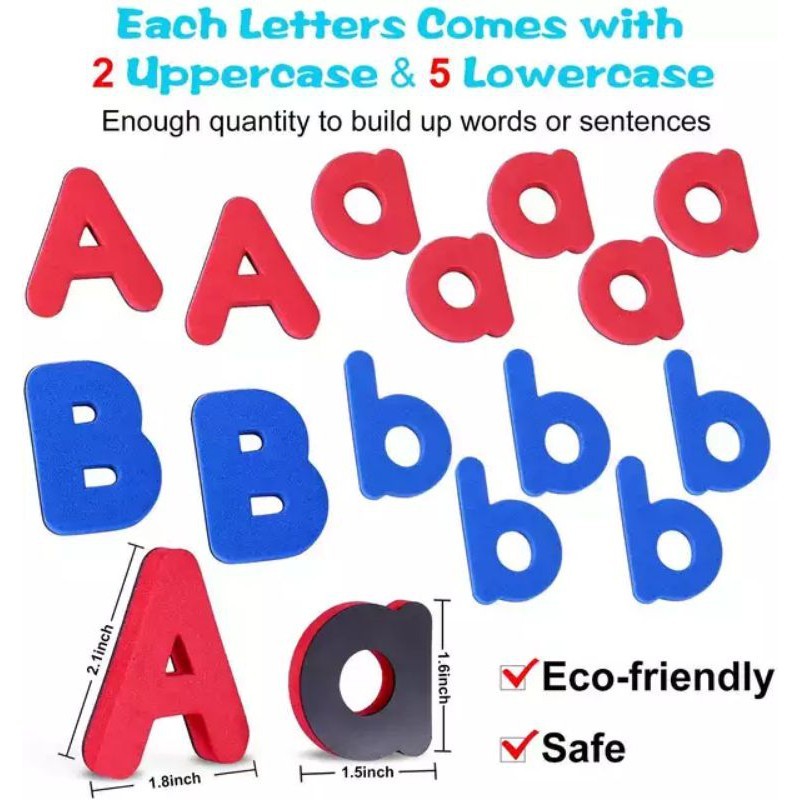 magnet letters 208 pcs terlengkap huruf &amp; angka terbaru / eva foam movable alphabet magnets letter / media belajar anak terlengkap magnet