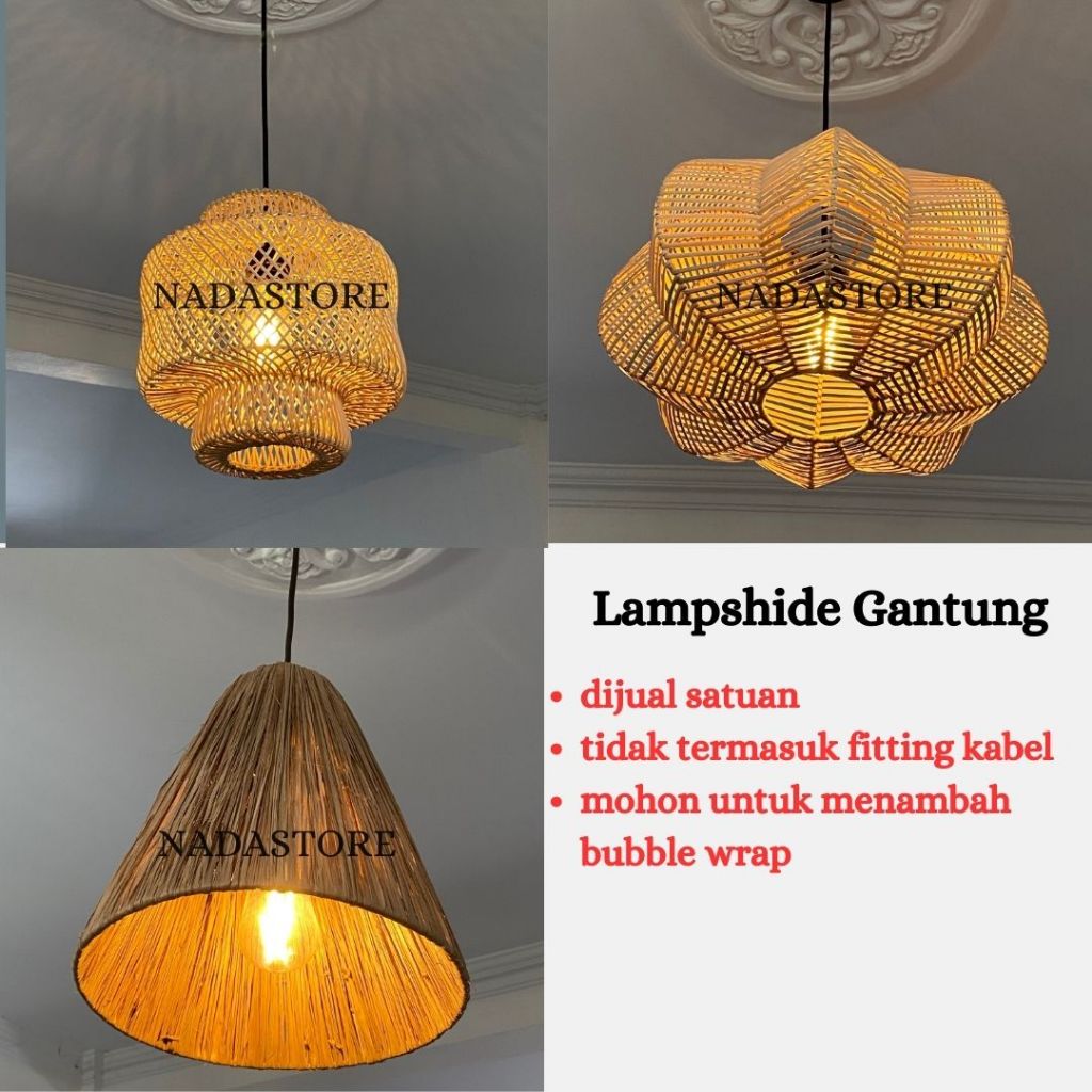 Lampshide Gantung,Lampion Gantung Rotan,Lampion Gantung Agel,Kap Lampu Satuan Premium
