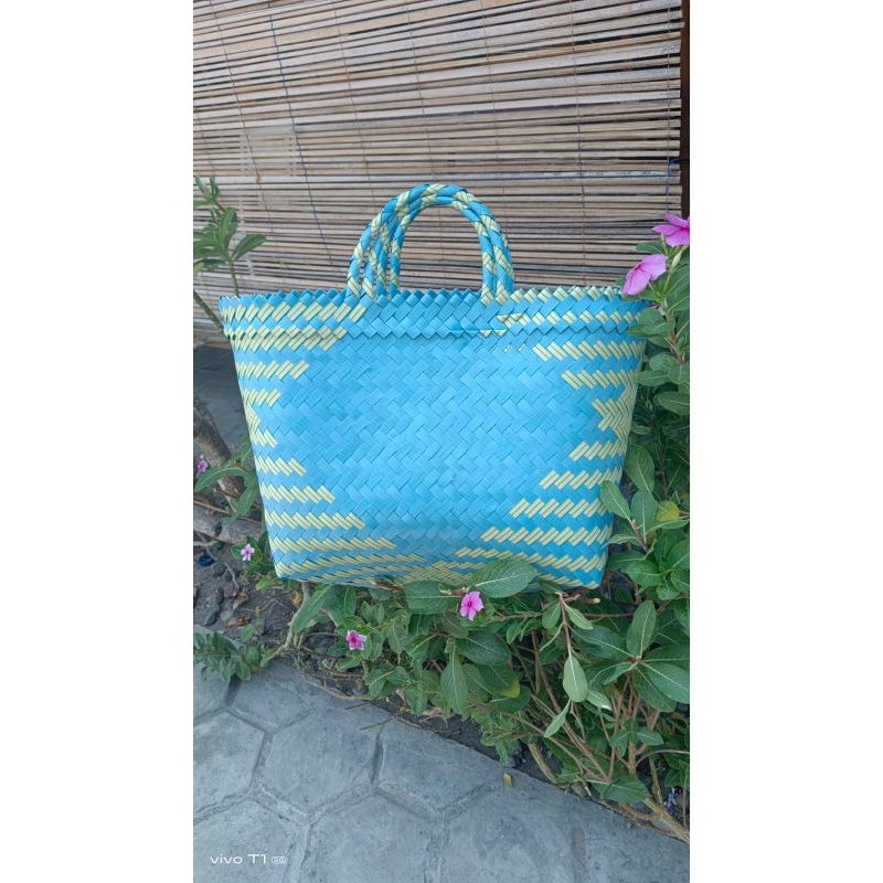 READY STOK - TAS ANYAMAN PLASTIK LURIK JUMBO