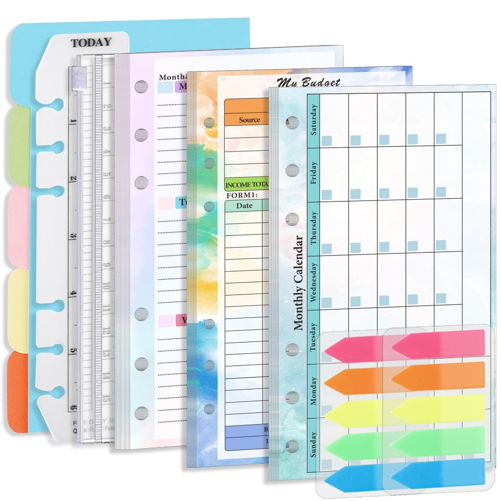 

【A6 Budget Sheet】 Binder Pengganti Inti 6 Lubang Daun Longgar Buku Catatan Rencana Mingguan Bulanan A6 Binder Pengatur Uang Anggaran