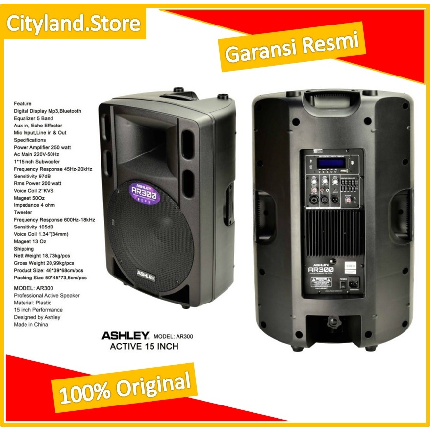 Speaker Aktif Ashley AR 300 Original Active AR300 15 inch Bluetooth