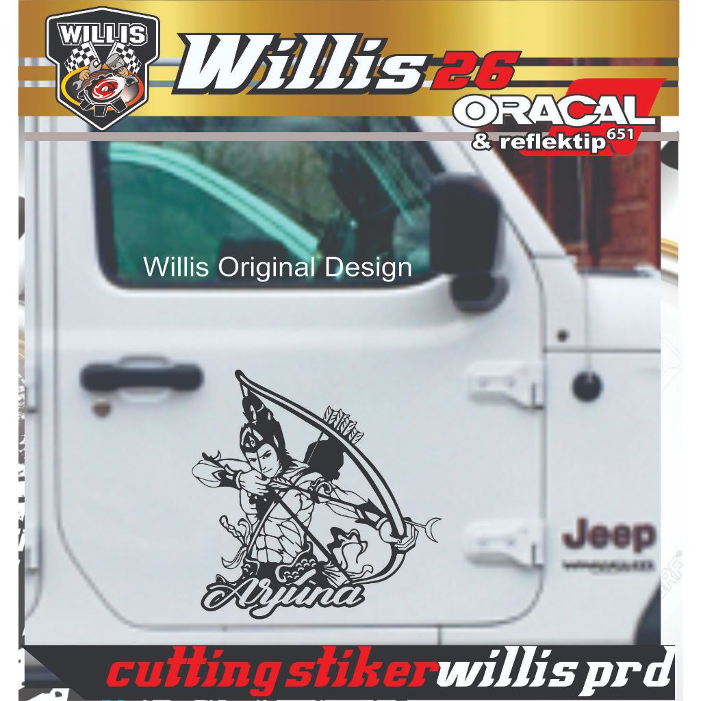 Cutting Stiker Wayang Arjuna Memanah Variasi Mobil