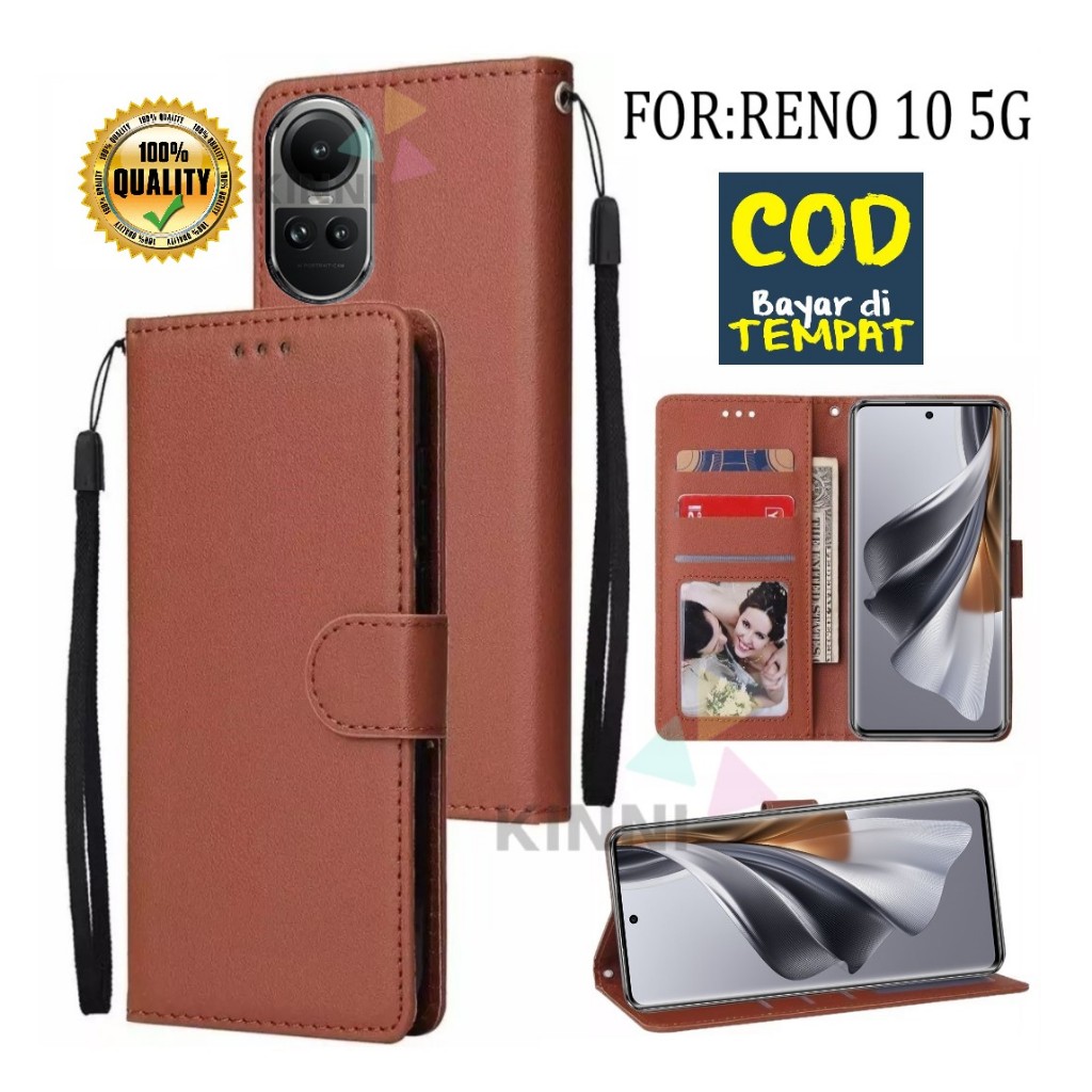 Case Oppo Reno 10 5G Wallet Case Kulit - Casing Dompet Case Wallet Leather Flip Case Untuk Oppo Reno