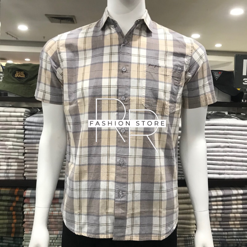 Kemeja Lengan Pendek Kotak-Kotak Ungu Muda G71103 022 06