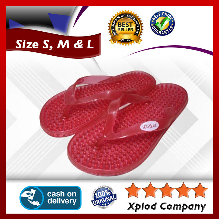 (Size S Setara 36-37) Sandal Jepit Wanita Alas Duri Walker Kaca Ukuran Small Sendal Bergerigi Reflek