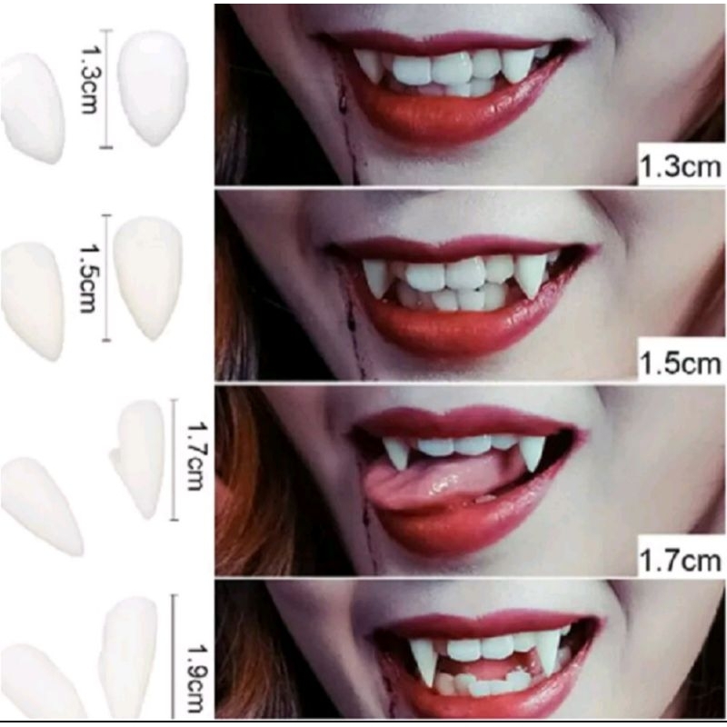 Gigi Vampir Palsu Gigi Taring Palsu Gigi Palsu Zombie Pesta Halloween lem gigi palsu