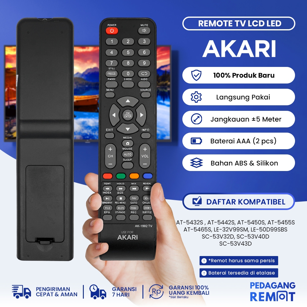 Remot Remote TV Akari LCD LED Smart Connect RC-9920AS AT-5432S AT-5442S AT-5450S AT-5455S AT-5465S L