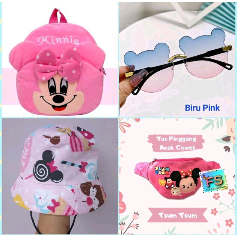 Paketan Ransel Topi Kacamata dan tas pinggang Anak Murah