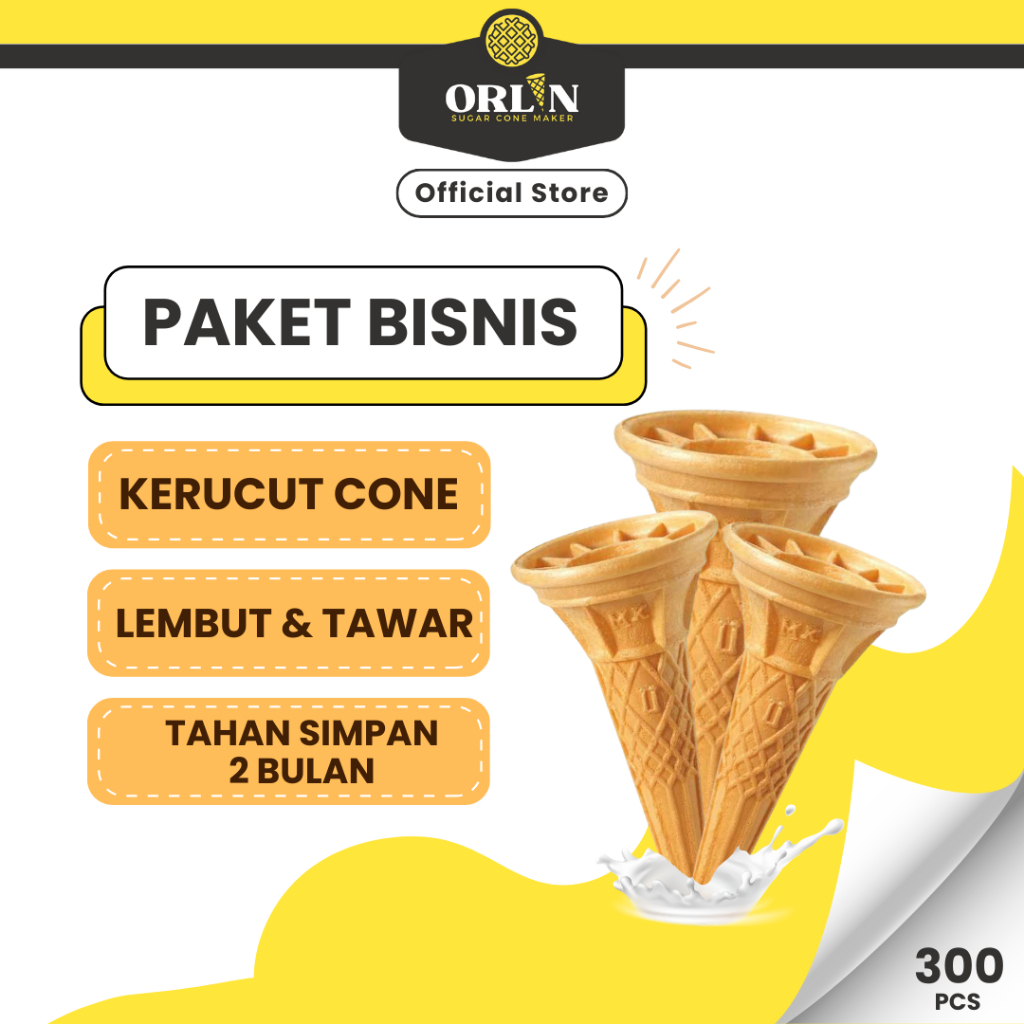 

ORLIN Paket Bisnis Wafer Kerucut Cup Cone Ice Cream 300pcs