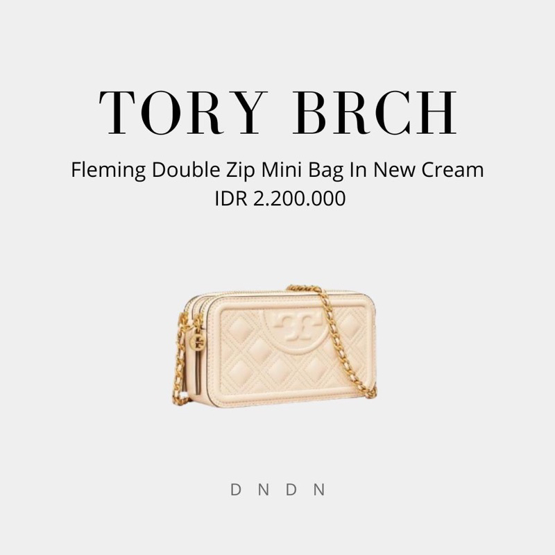 Tory Burch Fleming Double Zip Mini Bag In New Cream
