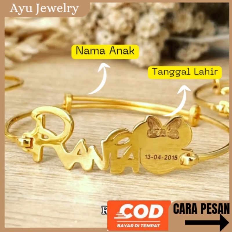 Gelang Bangle Anak Gelang Custom Nama Mickey Gelang Karakter