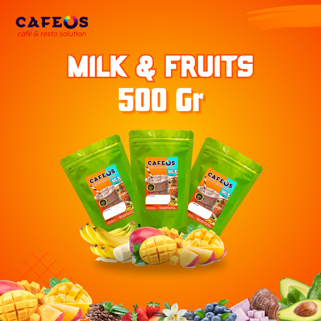 

[Cafeos.id] Bubuk Minuman Milk & Fruits 3IN1 Cafeos Powder Drink Bubuk Minuman Kemasan 500 gram Serbuk Minuman Kiloan