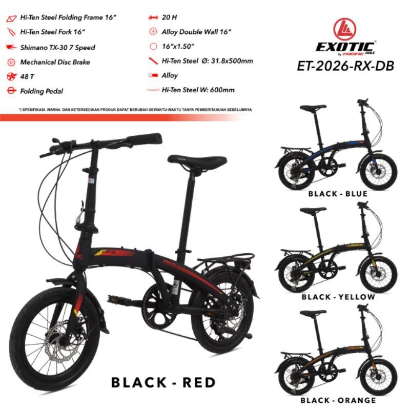 SEPEDA LIPAT 16 EXOTIC 2026 RX VT DISC BRAKE 7 SPEED