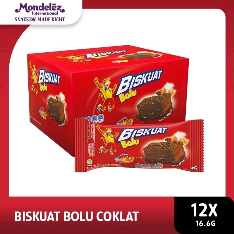 Biskuat Bolu Coklat / Bolu Susu Regular Biskuat Bolu Coklat Susu Box 12x16g, Jajanan dan cemilan fav