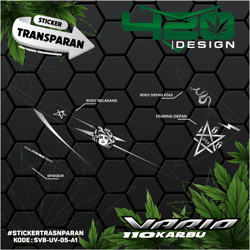 Stiker Transparan Motor Vario Karbu 110 Motif Medusa - Stiker Vario 110 Bening Tahun 2006 2007 Motif