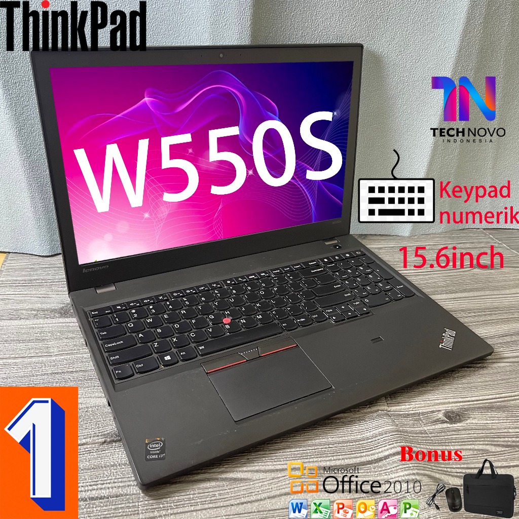 LAPTOP LENOVO THINKPAD W550S SECOND i7 Gen 5th RAM 8GB 15.6inch Keypad numerik Peningkatan baru lapt
