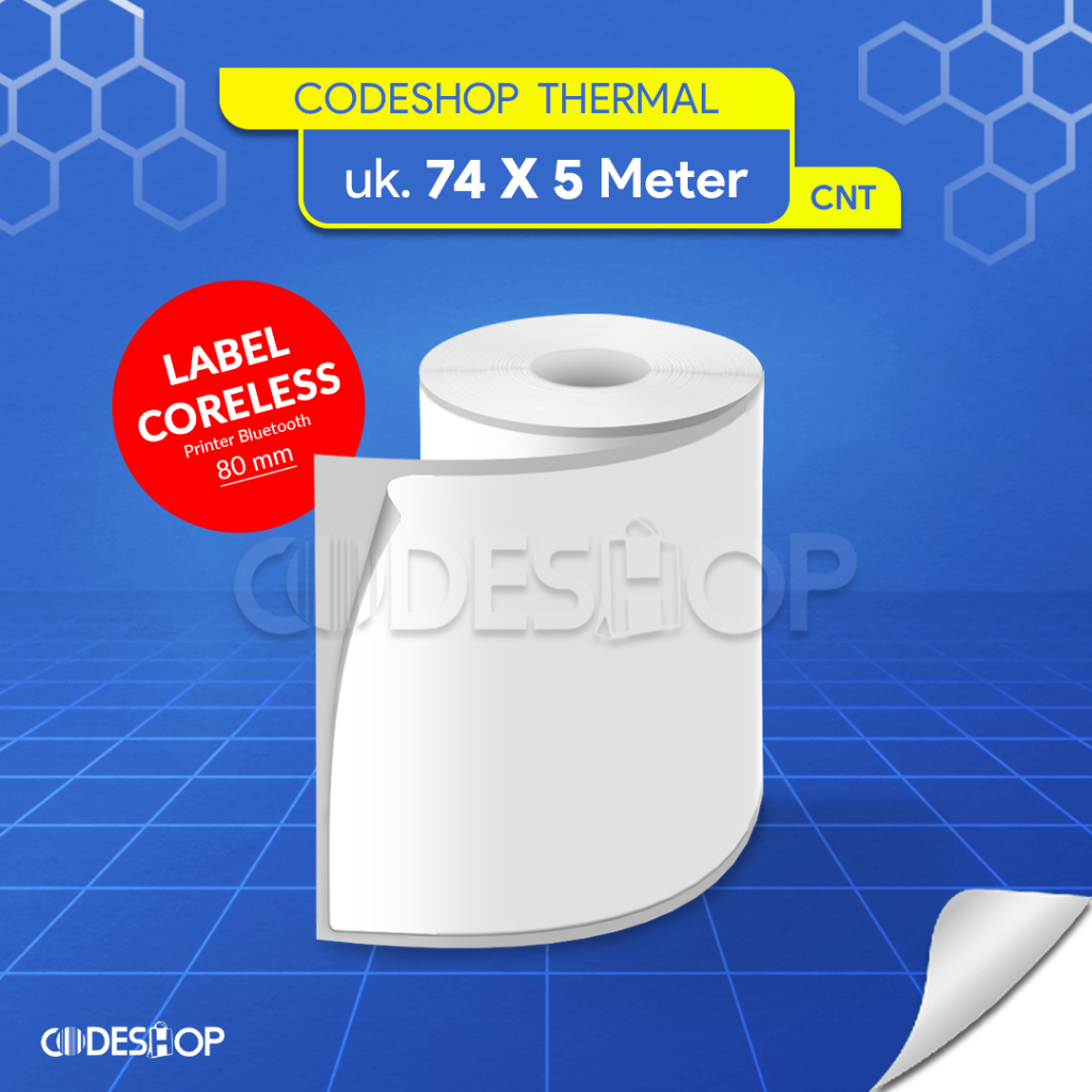 

Kertas Stiker Printer Bluetooth Thermal 80mm 74x5 M seukuran 80x40 mm