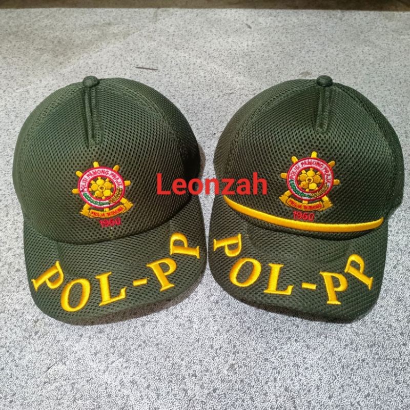 topi satpol PP hijau full jaring bordir pol pp