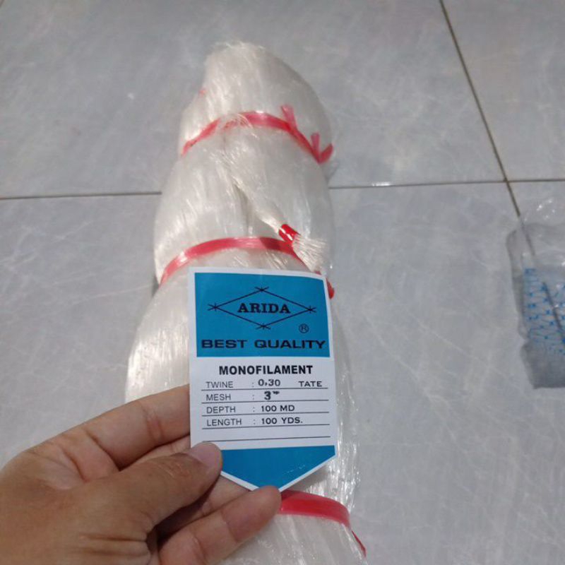 jaring ikan arida 0.30 3 inchi 100md/100 yds TATE mata malang pukat jaring arida