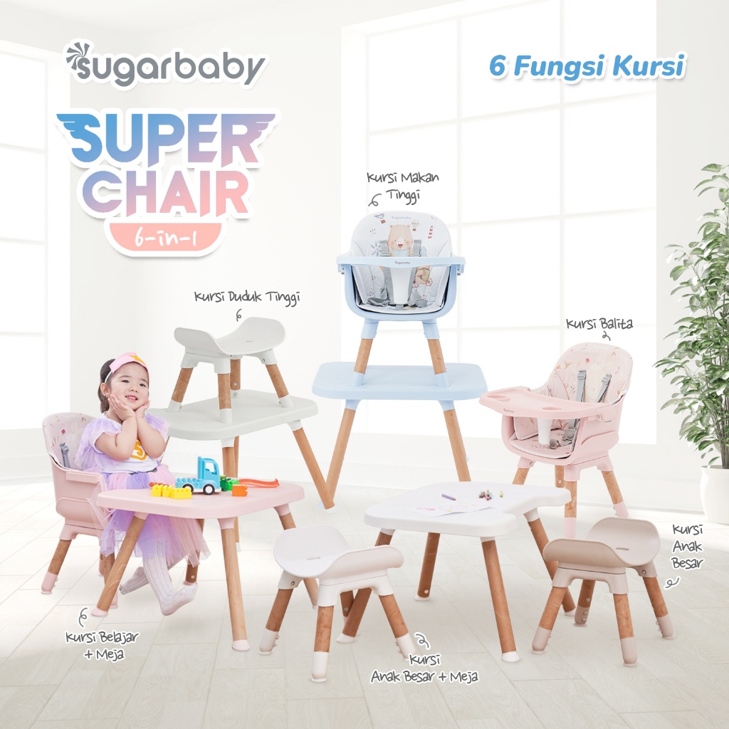 Sugar Baby Super Chair 6in1 / Kursi Bayi / Sugar Baby High Chair 6in1 / Kursi Makan Bayi
