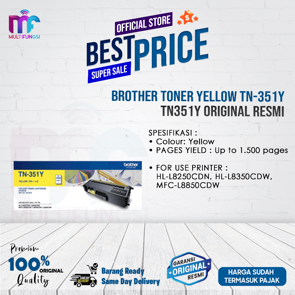 Brother Toner Yellow TN-351 / TN351 Original TN-351Y Garansi Resmi