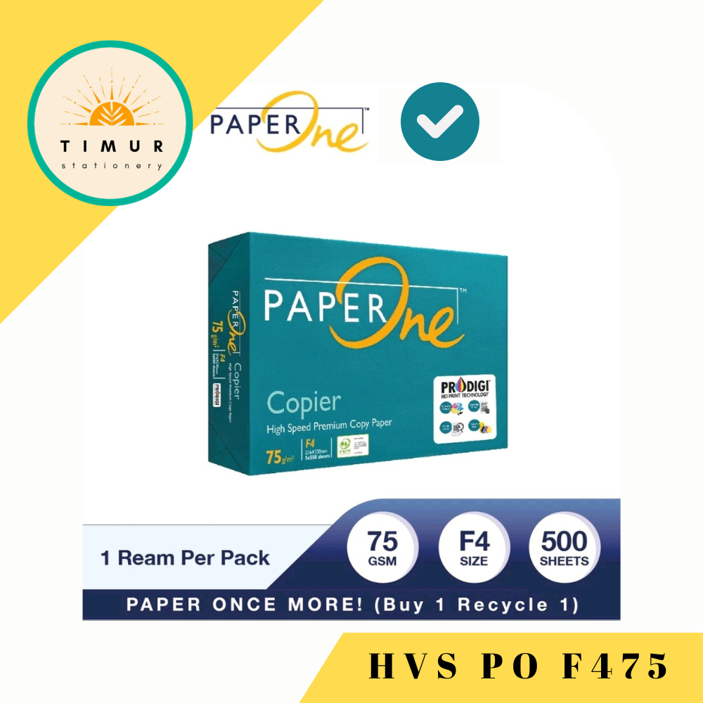 

Kertas HVS PaperOne F4 75gr Copier 1 Rim (500 lembar) Kertas fotocopy