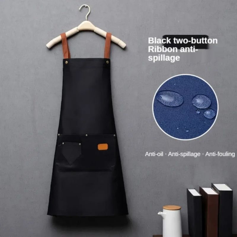 Celemek Anti Air Dan Minyak Apron Barista Waiters Cafe Hitam Clemek Kedai Kerja Memasak Dapur