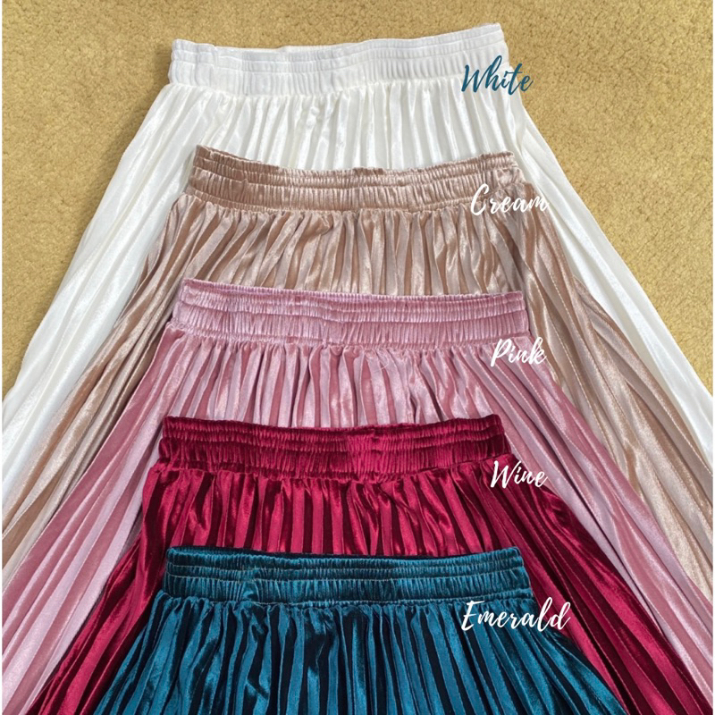 Velvet Plisket Skirt/Rok Plisket Bludru Premium/Rok Suede