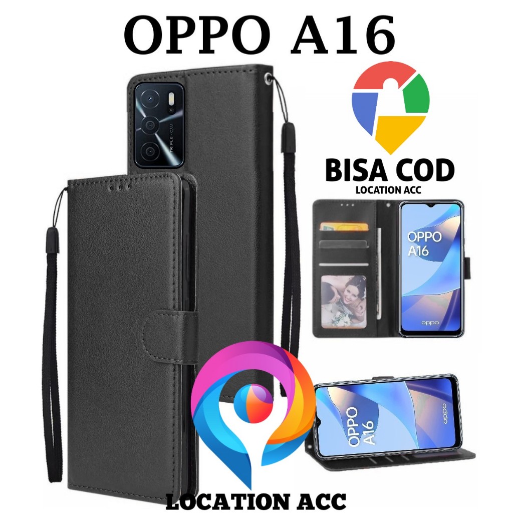 OPPO A16 FLIP LEATHER CASE PREMIUM-FLIP WALLET CASE KULIT UNTUK OPPO A16 - CASING DOMPET-FLIP COVER 