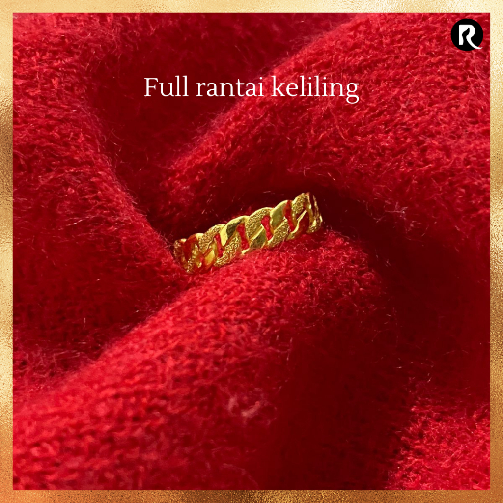 Cincin Ring Emas 24 karat asli Model Rante Full Sisik naga