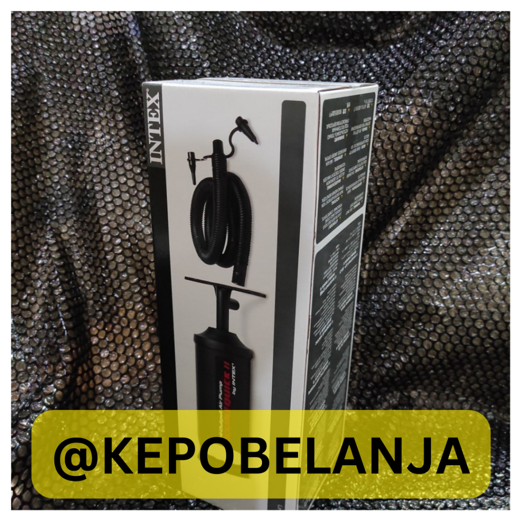 Pompa Angin Intex 68614 Double Quick II - Hitam, Manual, 3 Adaptor