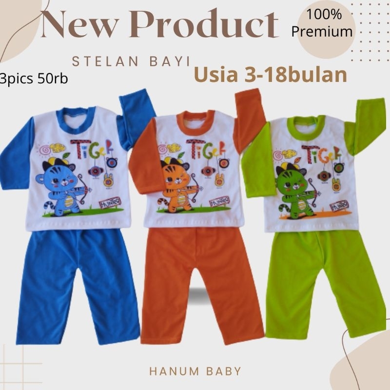 Setelan oblong baby baju bayi lengan panjang laki laki perempuan 6 12 bulan kekinian