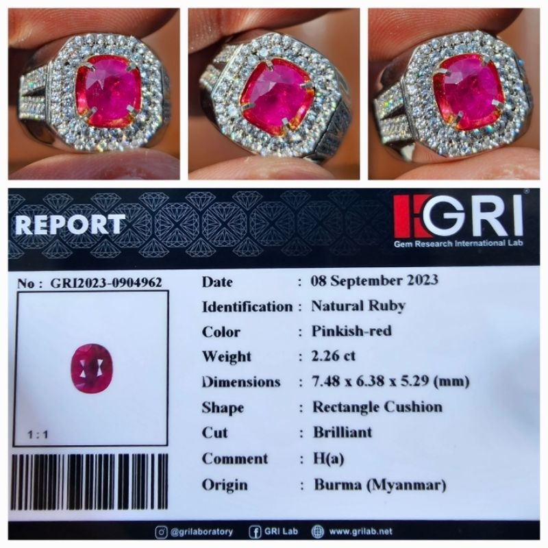 Natural HQ Fresh Red Ruby Burma Myanmar Memo 2.26 crt